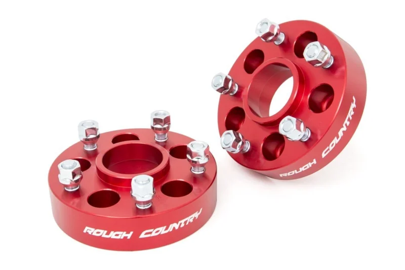Rough Country 1092RED - Wheel Spacers & Adapters, 1.5" 5x4.5 to 5x5, Red