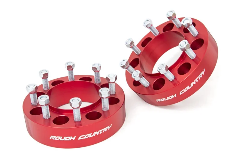 Rough Country 1094ARED - Wheel Spacers & Adapters, 2" 8x170, Red