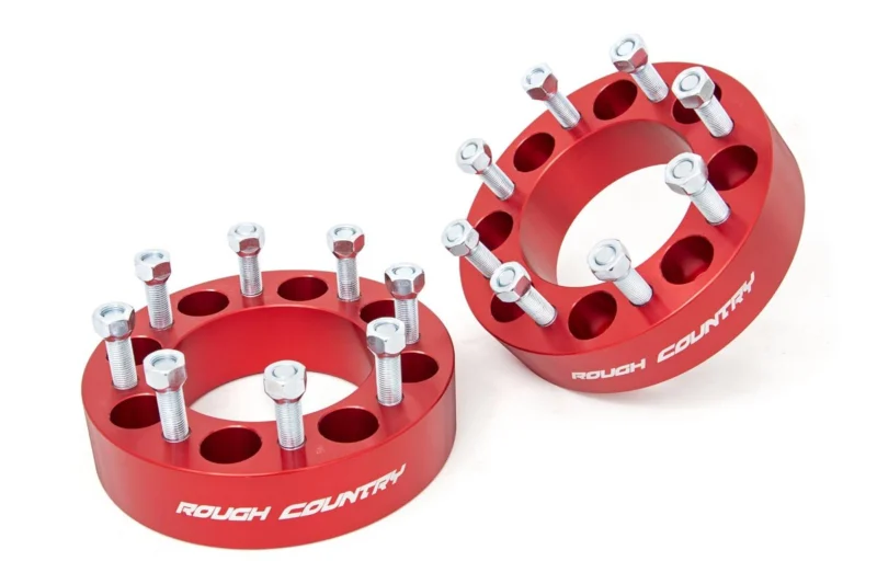 Rough Country 1099RED - Wheel Spacers & Adapters, 2" 8x6.5, Red