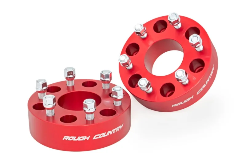 Rough Country 1101RED - Wheel Spacers & Adapters, 2" 6x5.5, Red