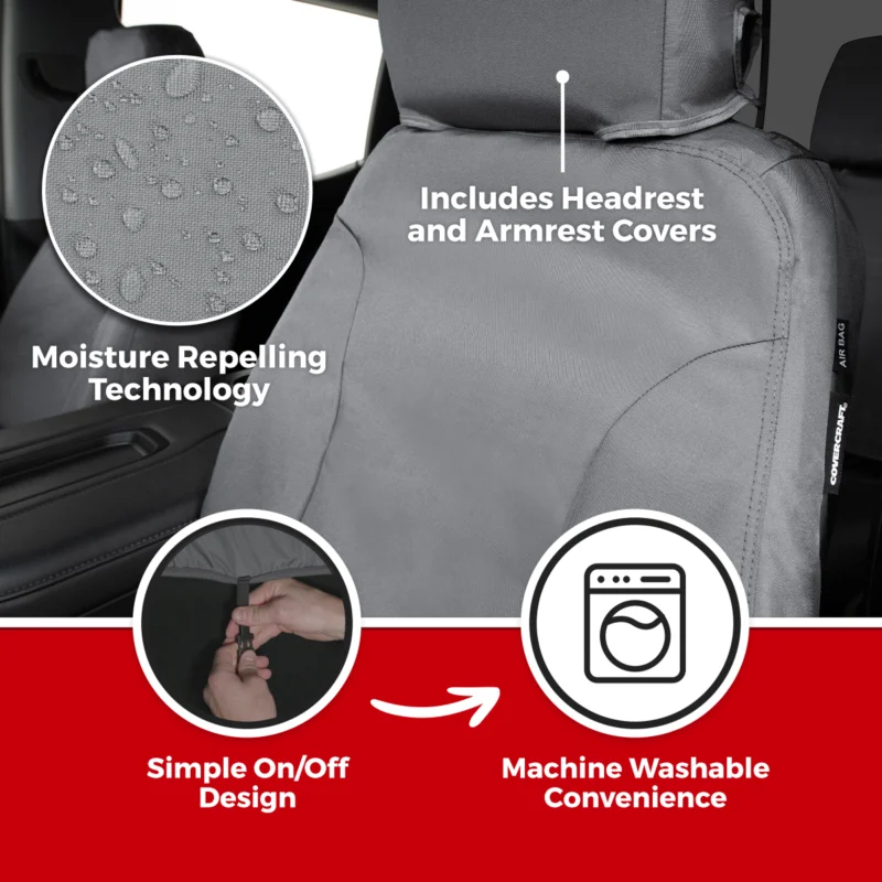 Seat Saver SS2232WFGY - Saver Waterproof Polyester Seat Covers, Grey, Endura