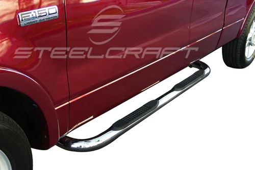 Steelcraft 212417 - 3″ Round Sidebars, Stainless Steel, Extended Cab