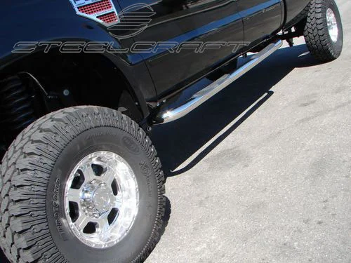 Steelcraft 212447 - 3″ Round Sidebars, Stainless Steel, Crew Cab