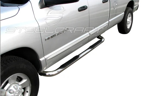 Steelcraft 220817 - 3″ Round Sidebars, Stainless Steel, Crew Cab