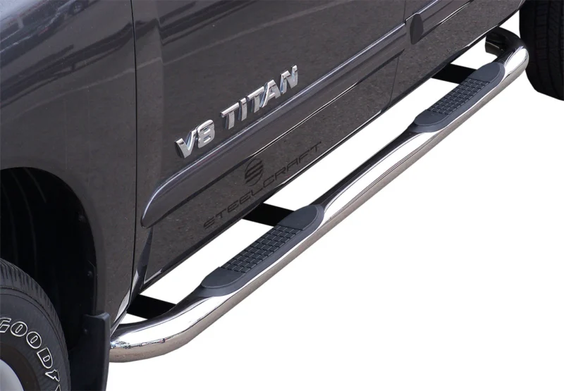 Steelcraft 240717 - 3″ Round Sidebars, Stainless Steel, Extended Cab