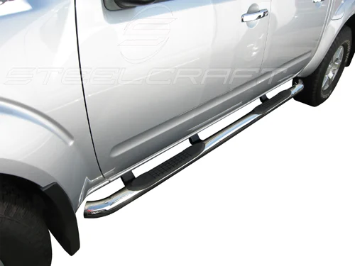 Steelcraft 240907 - 3″ Round Sidebars, Stainless Steel, Crew Cab