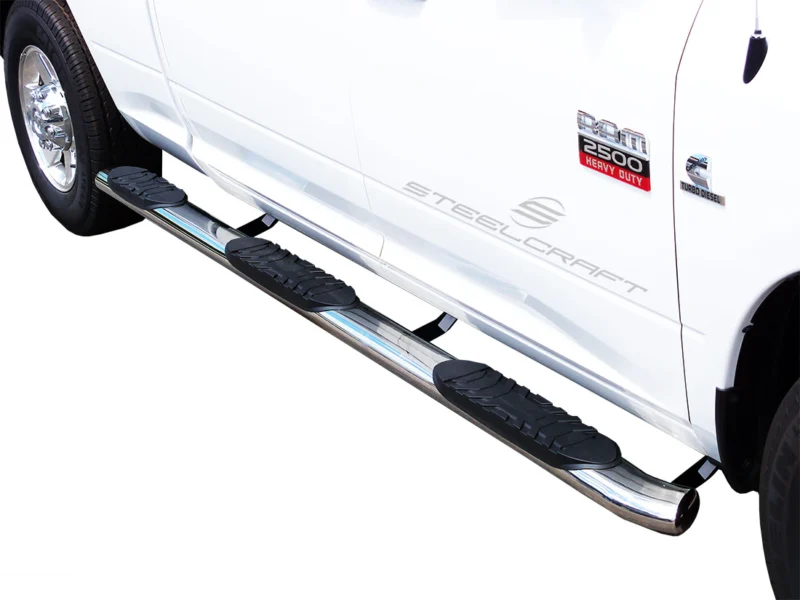 Steelcraft 423705 - 5″ Oval Sidebars, Stainless Steel, Crew Cab